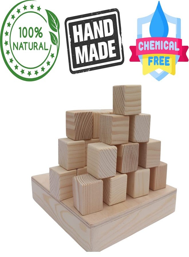 GIFT EQUALS LOVE Wooden Building Blocks Cubes with Tray for Crafts DIY Project Montessori Toy Set 25 Cubes 1 Tray 3CM*3CM for Kids (25 PCS Set) - Image 3